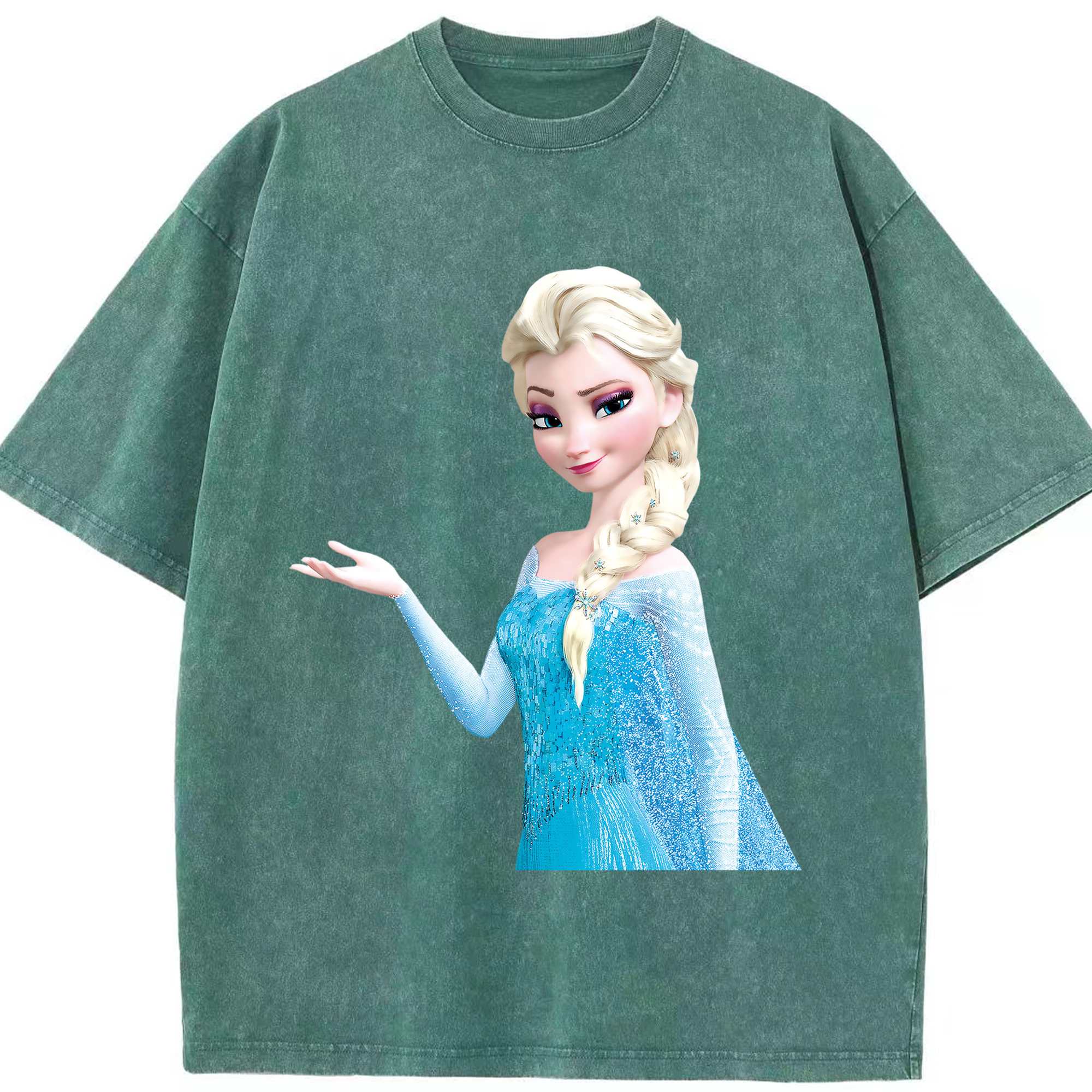 （画像用） アナと雪の女王 アンナ エルサ Frozen Anna Elsa 綿100% ヴィンテージ風 半袖Tシャツ（フロントプリント）